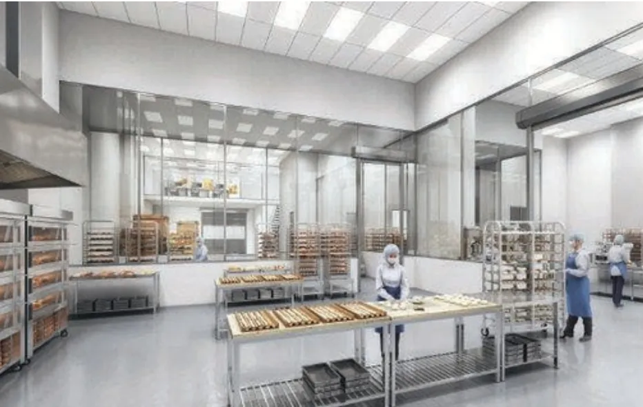 Artist's impression of a Deluxe B2 (Food) production unit interior at Gourmet Xchange