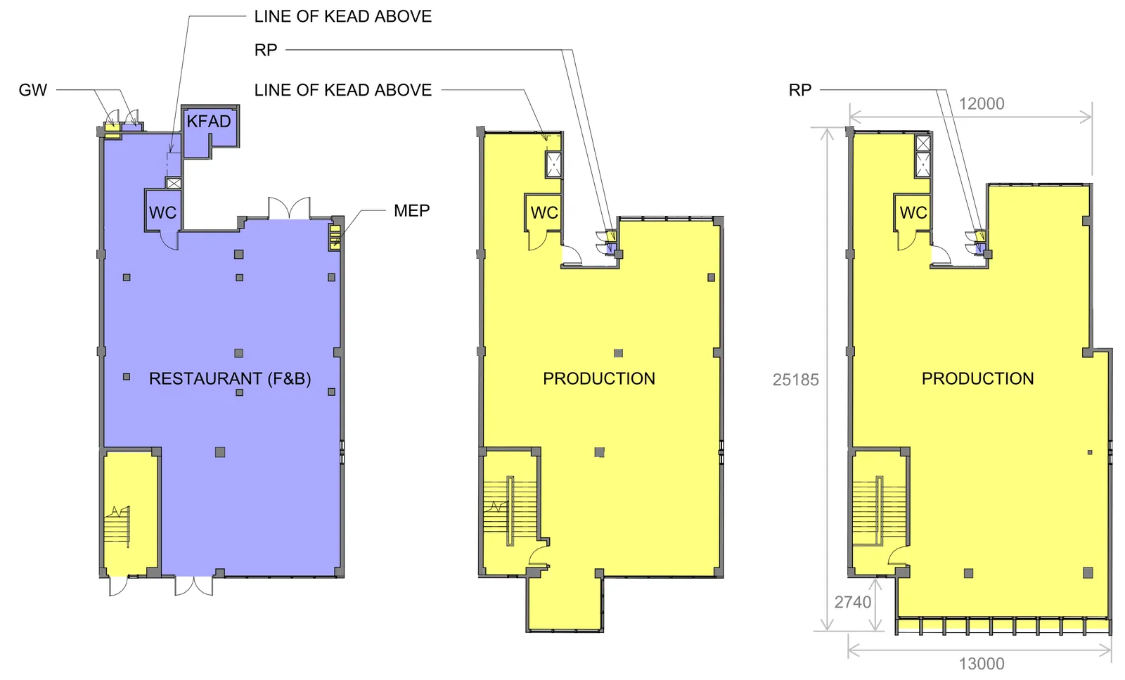 Gourmet Xchange Heritage Terrace typical stack layout, restaurant 1st storey and B1 (Food) 2nd and 3rd storeys