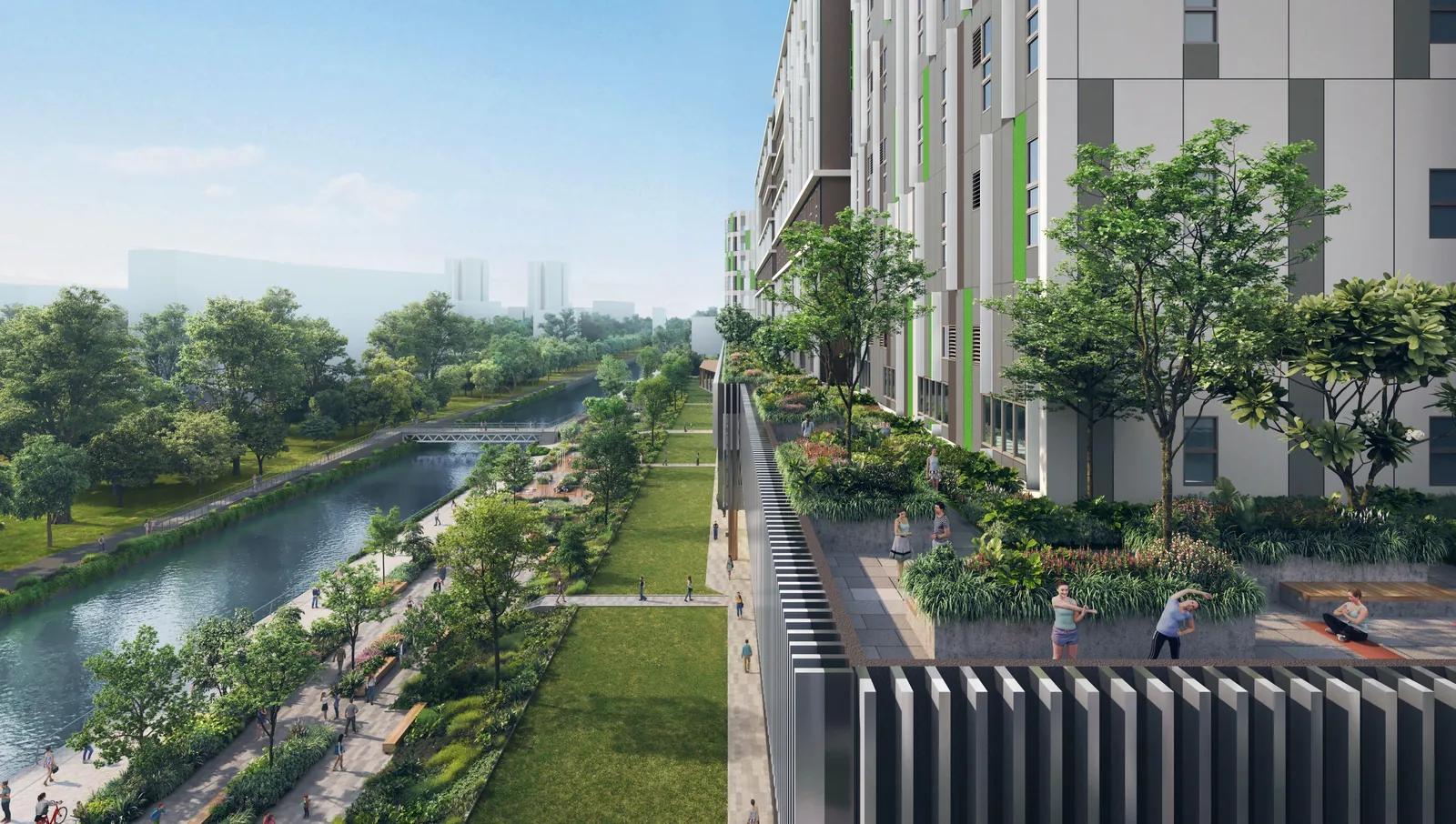 Artist's impression of the 3rd-storey Sky Garden at Gourmet Xchange overlooking the Pelton Canal