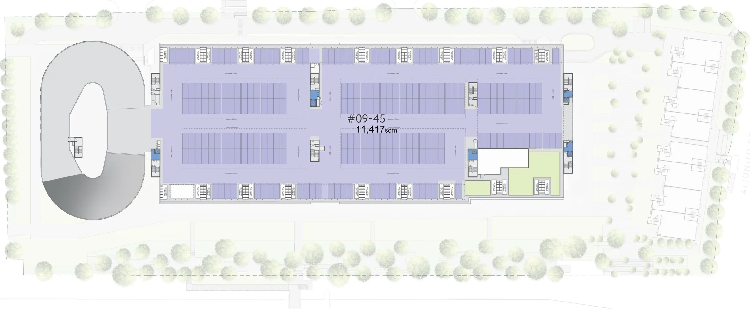Gourmet Xchange lower roof plan showing the roof-top heavy vehicle park